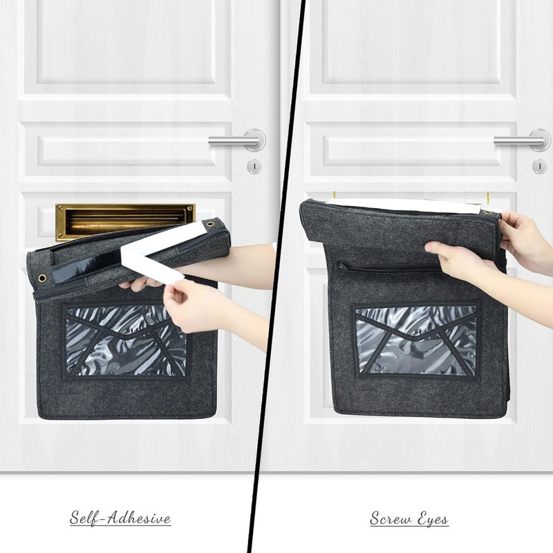 Annmore Mail Slot Catcher Bag, Indoor Grey Mail Catcher Felt Made, High Capacity Mail Slot Cover, Space Saving, Self-Adhesive, Practical Home Accessories, Housewarming Gift - Image 4